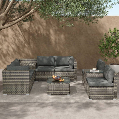 Modular Outdoor Lounge Set-9pcs Sofa, Armchairs and Coffee Table