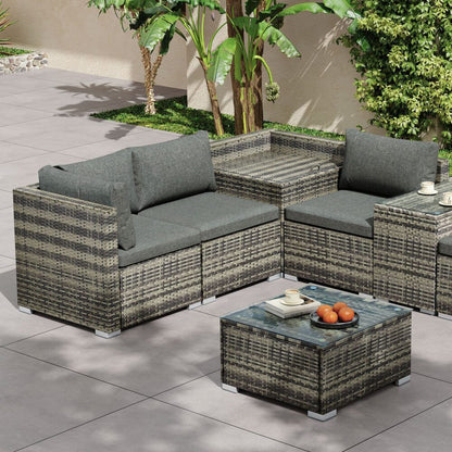 Modular Outdoor Lounge Set-9pcs Sofa, Armchairs and Coffee Table