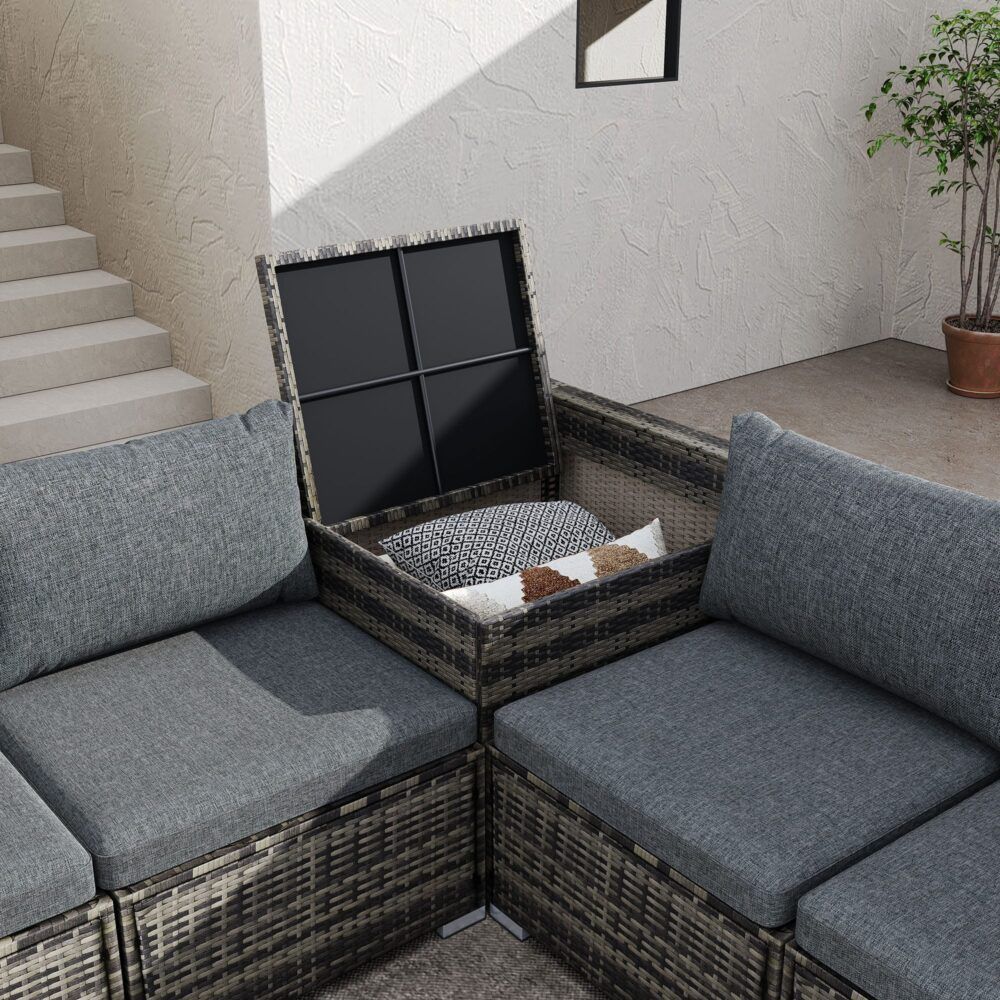 Modular Outdoor Lounge Set-9pcs Sofa, Armchairs and Coffee Table