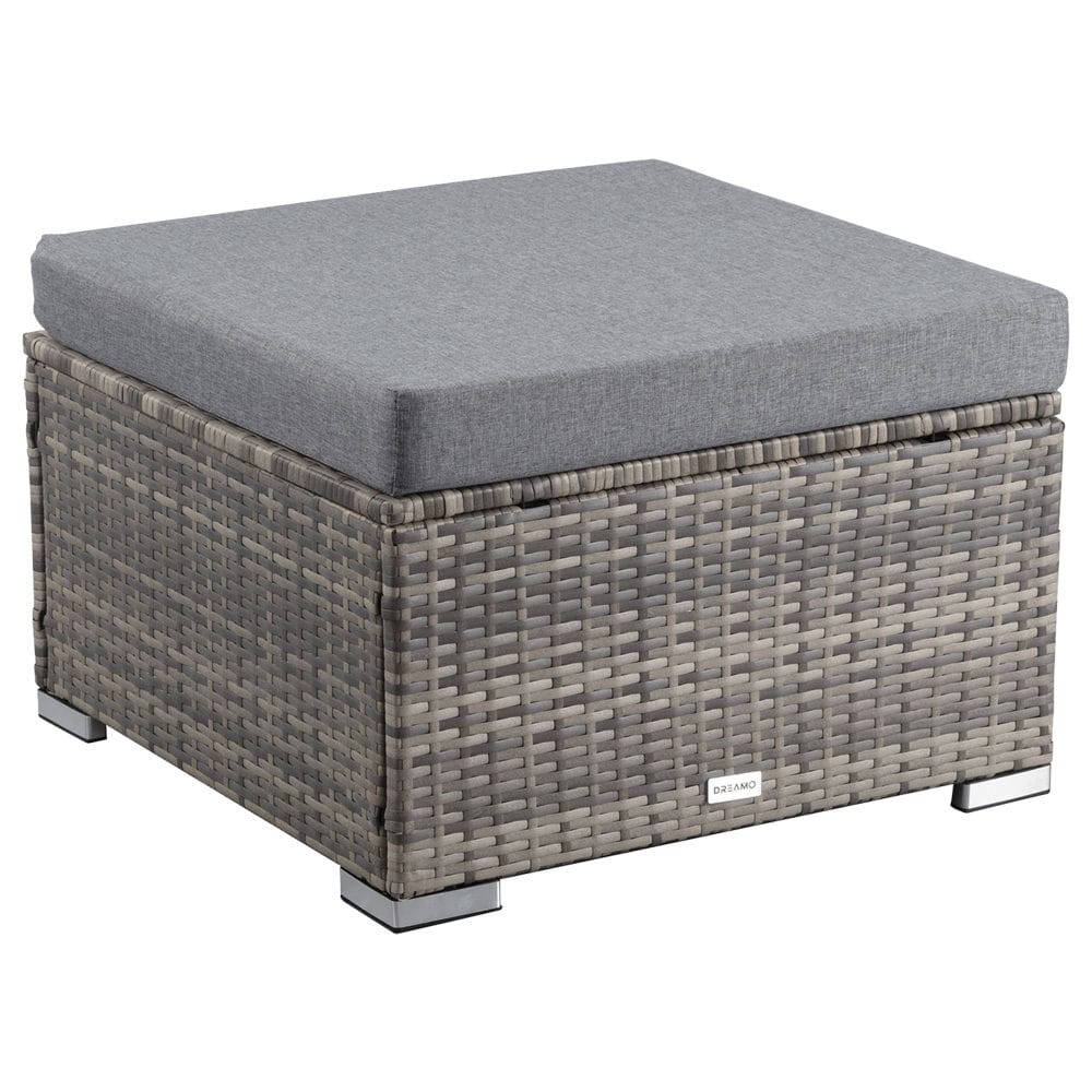 Grey Wicker Outdoor Ottoman