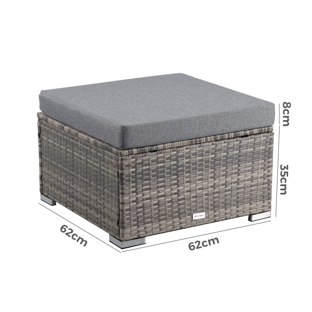 Grey Wicker Outdoor Ottoman