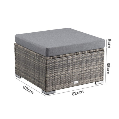 Grey Wicker Outdoor Ottoman