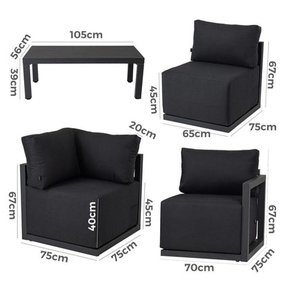 Contemporary All-Weather Lounge Set White