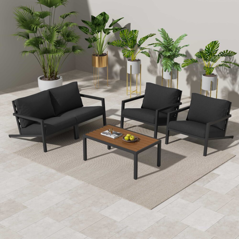 Aidan Garden Furniture Set in Slate Grey 5 pieces