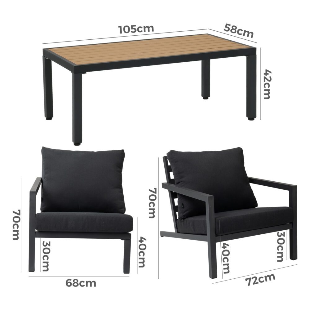 Aidan Garden Furniture Set in Slate Grey 5 pieces