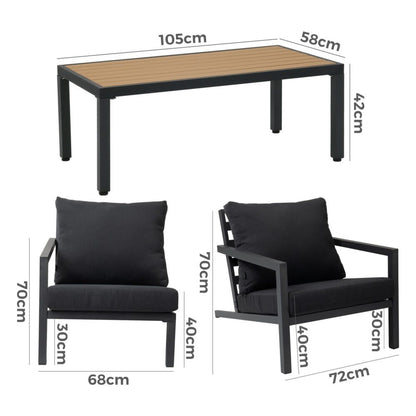 Aidan Garden Furniture Set in Slate Grey 5 pieces