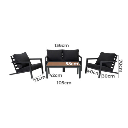 Aidan Garden Furniture Set in Slate Grey 5 pieces