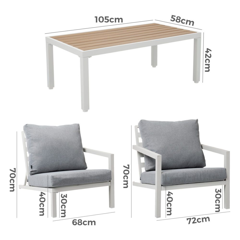 Aidan Garden Furniture Set in Slate Grey 5 pieces