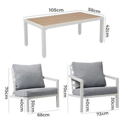Aidan Garden Furniture Set in Slate Grey 5 pieces