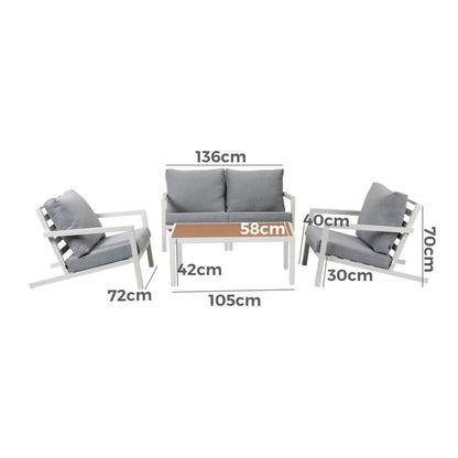 Aidan Garden Furniture Set in Slate Grey 5 pieces