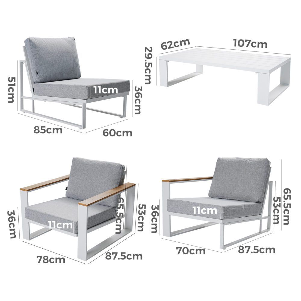 5 Seater Grandeur Lounge Suite White