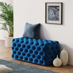 Elsa Navy Blue Velvet Ottoman-Rectangular