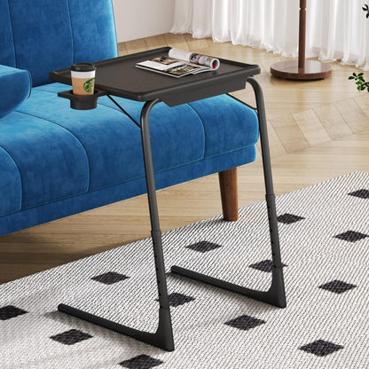 Foldable Table Adjustable Tray Laptop Desk Black