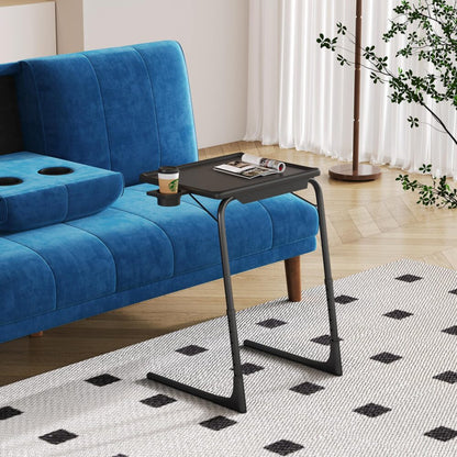 Foldable Table Adjustable Tray Laptop Desk Black