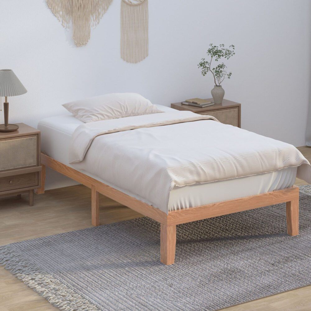 Single Size Warm Wooden Natural Bed Base Frame â€“ King Single