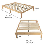 Warm Wooden Natural Bed Base Frame – Queen