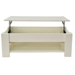Lift Up Coffee Table With Storage - White