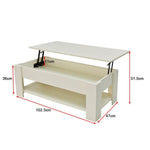 Lift Up Coffee Table With Storage - White