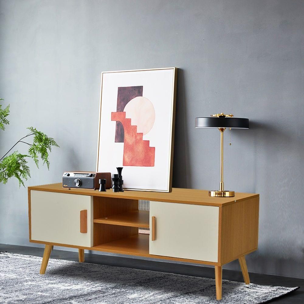 Entertainment Unit Tv Unit With Ample Storage And Double-Doors 120Cm