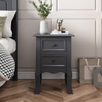 French Bedside Table Nightstand Grey Set Of 2