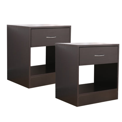 Bedside Table Nightstand With Drawer Set Of 2 Brown