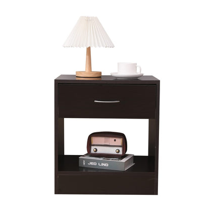 Bedside Table Nightstand With Drawer Set Of 2 Brown