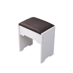 Vanity Set With Cushioned Stool And Lighted Mirror- White