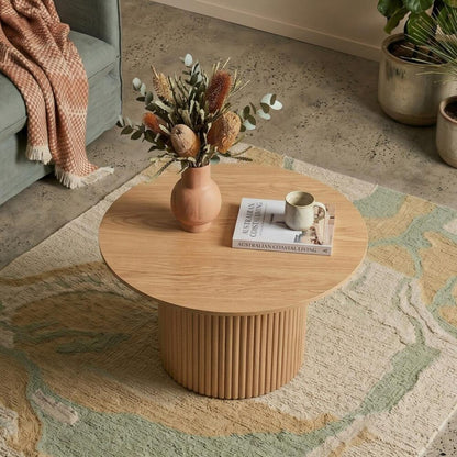 Luxe Black Ribbed Texture Wooden Coffee Table