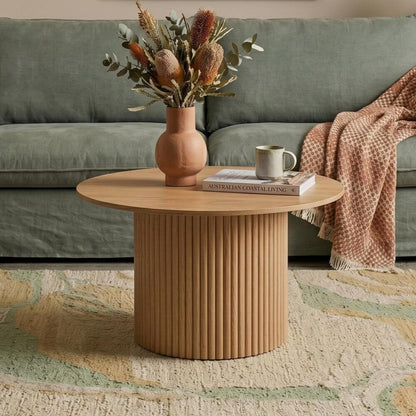 Luxe Black Ribbed Texture Wooden Coffee Table