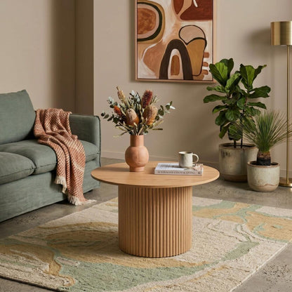 Luxe Black Ribbed Texture Wooden Coffee Table