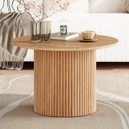 Luxe Black Ribbed Texture Wooden Coffee Table