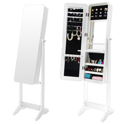 White/Black Mirror Jewellery Cabinet Flashy 146Cm Organiser Led