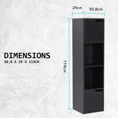 119Cm Black Bathroom Storage Cabinet Tall Slim