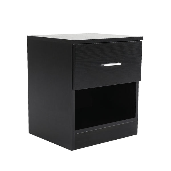  Sleek Bedroom Storage Bedside Table Black Nightstand