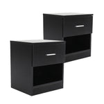 Sleek Bedroom Storage Bedside Table Black Nightstand