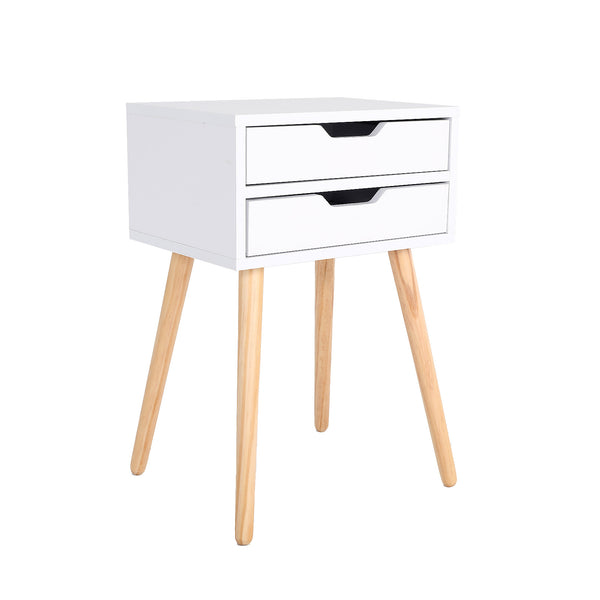  Bedside Table 2 Drawer Storage Nightstand - Suzy White