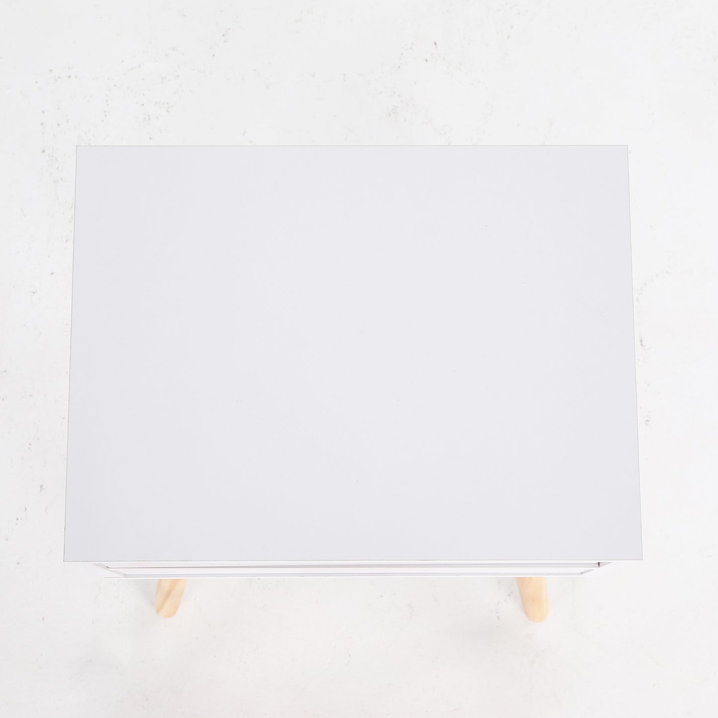 White Bedside Table with 2 Drawers and Wood Legs