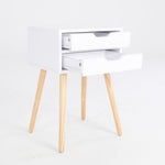 Bedside Table 2 Drawer Storage Nightstand - Suzy White