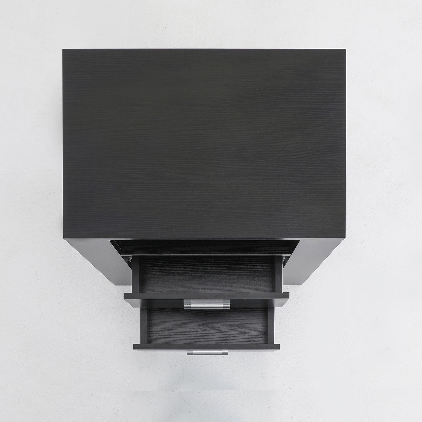 Black Bedside Table with 2 Drawers and 1 Shelf