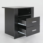 Black Bedside Table with 2 Drawers and 1 Shelf