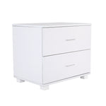 White Bedside Table with 2 Drawers and Legs