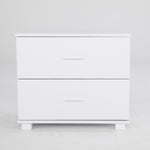 White Bedside Table with 2 Drawers and Legs