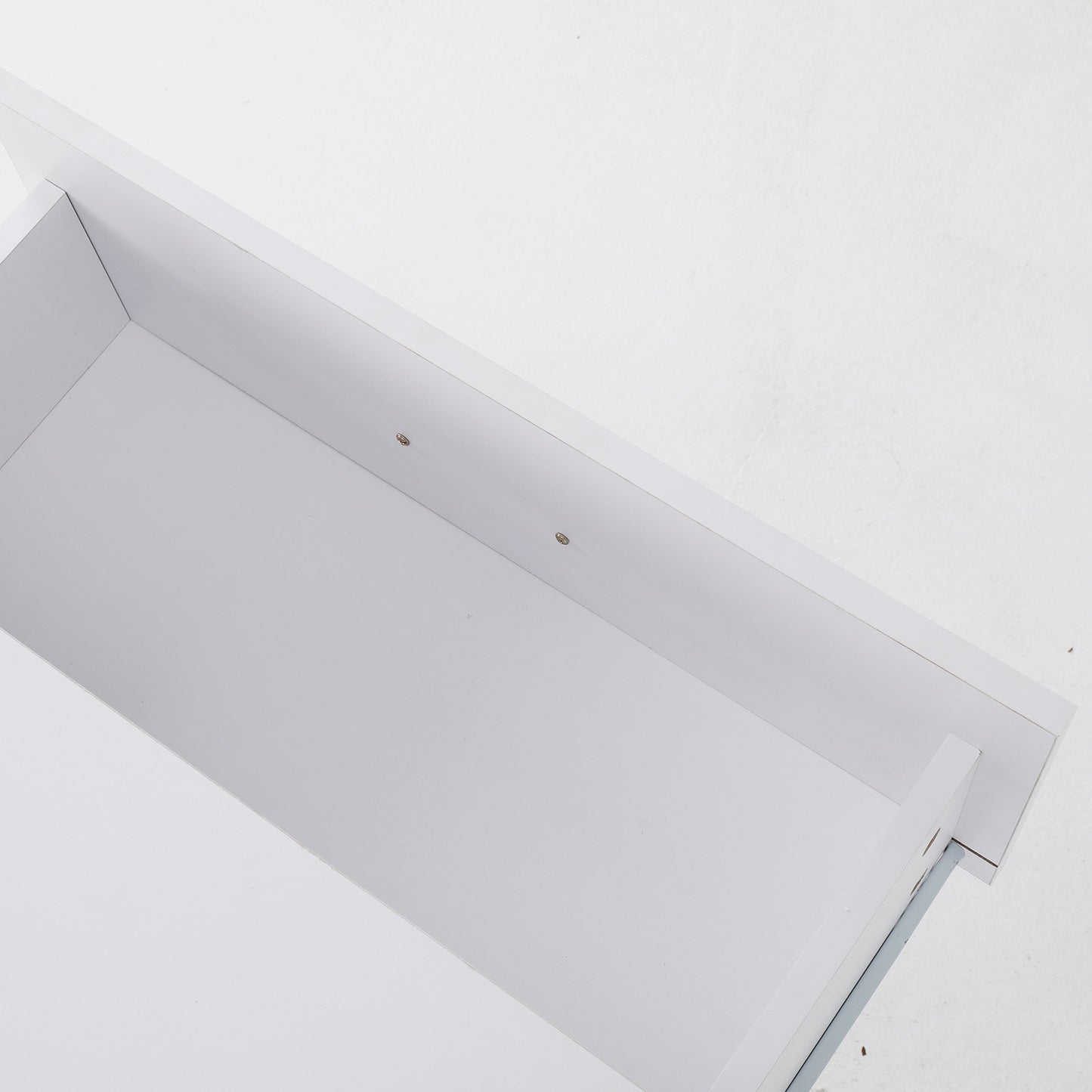 White Bedside Table with 2 Drawers and Legs