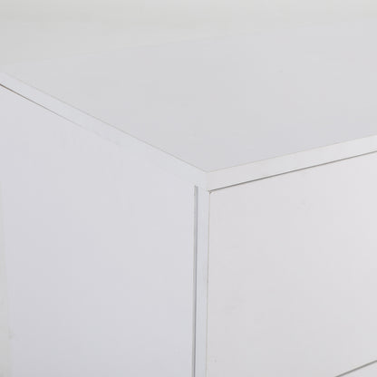 White Bedside Table with 2 Drawers and Legs