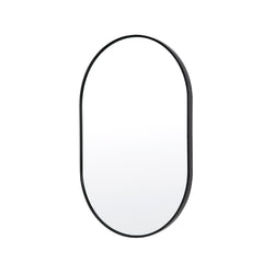 Wall Mirror Oval Aluminum Frame Bathroom 50x75cm BLACK