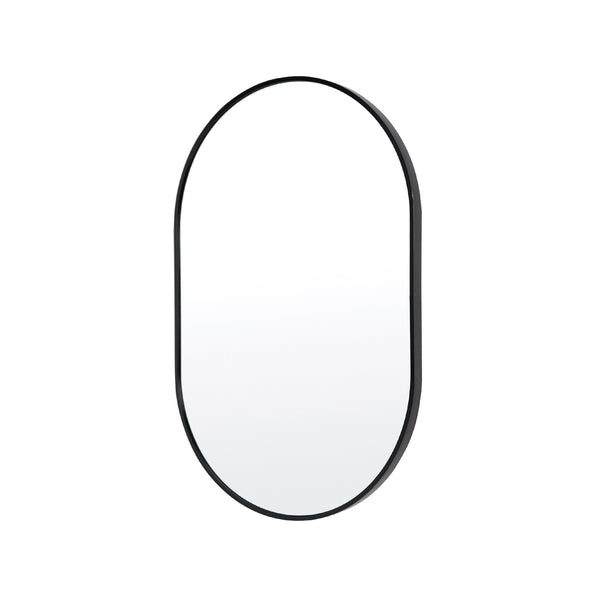  Black Wall Mirror Oval Aluminum Frame Makeup Decor Bathroom Vanity 50 X 75Cm