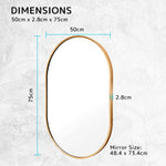 Wall Mirror Oval Aluminum Frame Bathroom 50X75Cm Gold