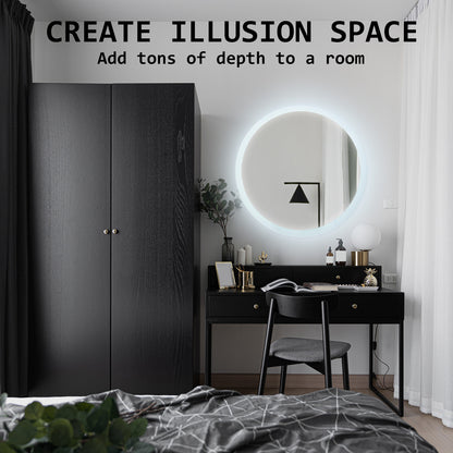 LED Wall Mirror Round Anti-Fog Bathroom 70cm