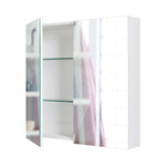 White Bathroom Mirror Cabinet Wall Twin Door Shaving Storage 60 X 72 Cm