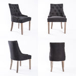 2X French Provincial Dining Chair Oak Leg Amour Black